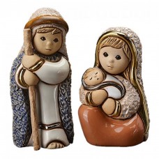 De Rosa - Nativity - Joseph & Mary Holding Baby Jesus Figurines   132744490590